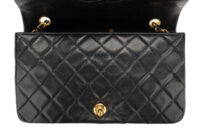0798. Chanel Vintage Classic Double Flap Bag , Black in Leather, Gold Hardware14
