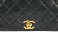0798. Chanel Vintage Classic Double Flap Bag , Black in Leather, Gold Hardware7