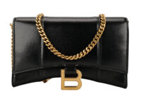0803. Balenciaga Hourglass Wallet on Chain, Black, Leather, Gold Hardware1