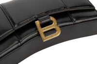 0803. Balenciaga Hourglass Wallet on Chain, Black, Leather, Gold Hardware7