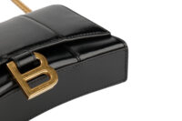 0803. Balenciaga Hourglass Wallet on Chain, Black, Leather, Gold Hardware9