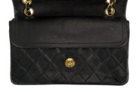 0804. Chanel Vintage Classic Medium Double Flap Bag , Black in Leather, Gold Hardware11