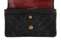 0804. Chanel Vintage Classic Medium Double Flap Bag , Black in Leather, Gold Hardware13