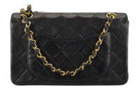 0804. Chanel Vintage Classic Medium Double Flap Bag , Black in Leather, Gold Hardware4