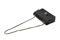 0804. Chanel Vintage Classic Medium Double Flap Bag , Black in Leather, Gold Hardware9
