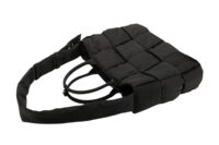 0806. Bottega Venta East-West Arco Inreccio Large Padded Tote in Black Nylon9