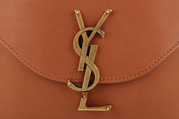 Saint Laurent June Box Crossbody Brick Brown Calfskin, Gold
