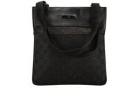 0814. Gucci GG Monogram Black Canvas Crossbody bag, Silver Hardware1