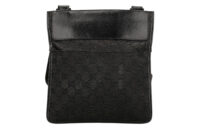 0814. Gucci GG Monogram Black Canvas Crossbody bag, Silver Hardware2