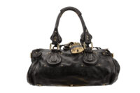 0820. Chloe Vintage Paddington Shoulder Bag in Black Grained leather, Gold Hardware1