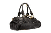 0820. Chloe Vintage Paddington Shoulder Bag in Black Grained leather, Gold Hardware2
