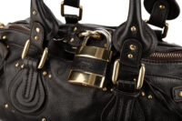 0820. Chloe Vintage Paddington Shoulder Bag in Black Grained leather, Gold Hardware5