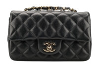 0821. Chanel Mini Flap Bag In Lambskin Leather, Champagne Gold Hardware1