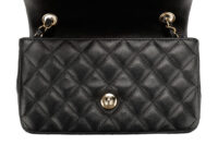 0821. Chanel Mini Flap Bag In Lambskin Leather, Champagne Gold Hardware14