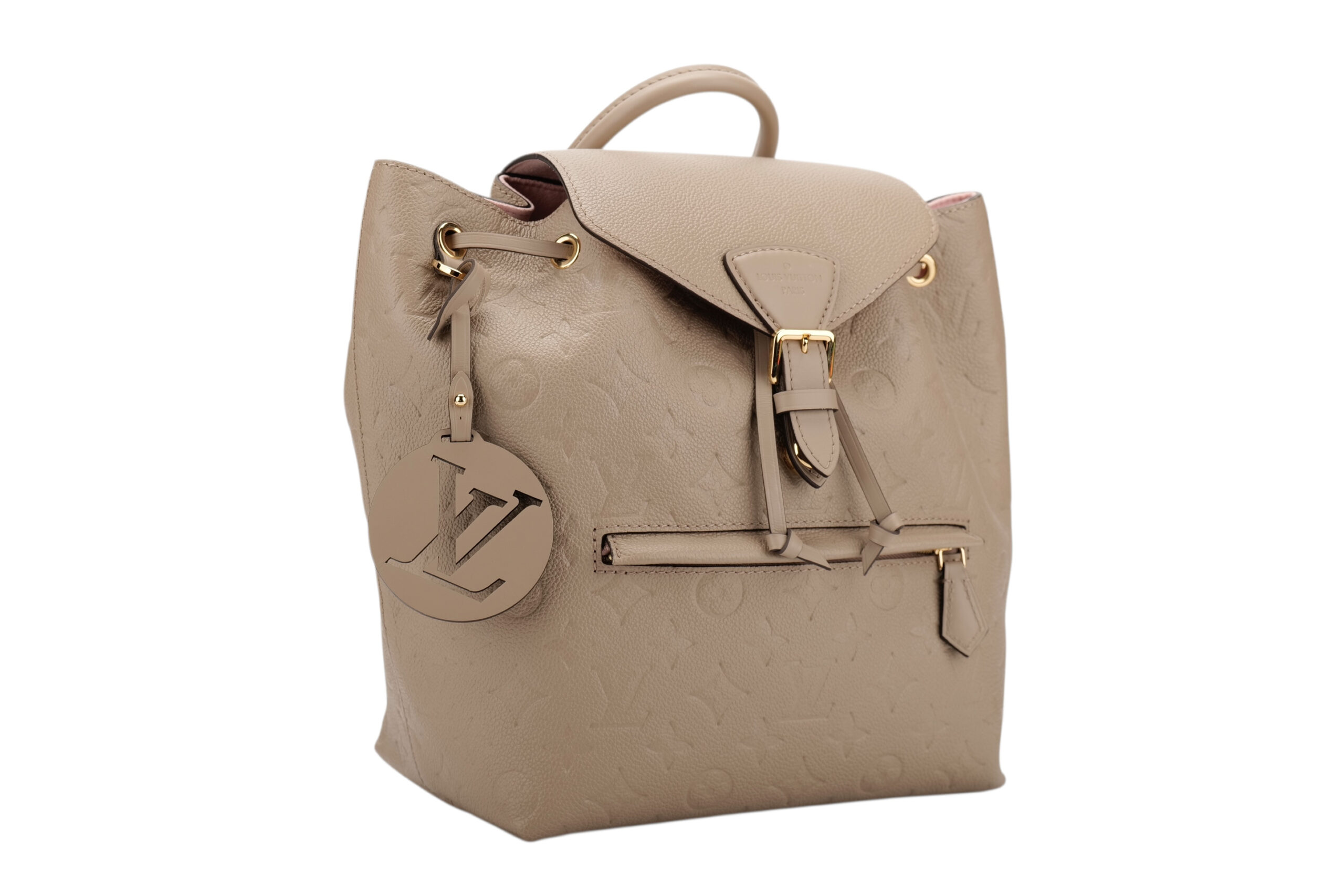 0824. Louis Vuitton Montsouris PM Backpack, Beige Empreinte Monogram Leather, Gold Hardware2