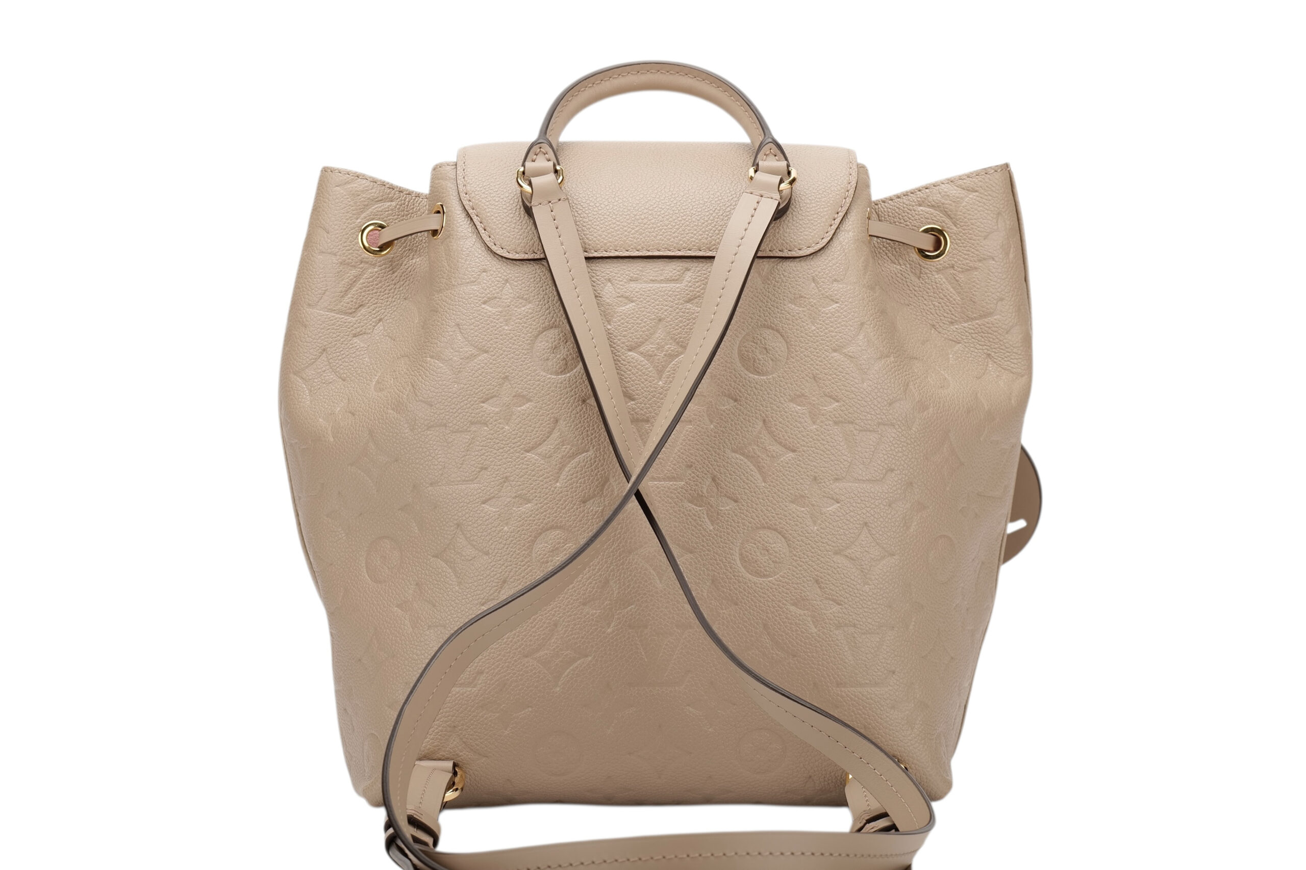 0824. Louis Vuitton Montsouris PM Backpack, Beige Empreinte Monogram Leather, Gold Hardware5