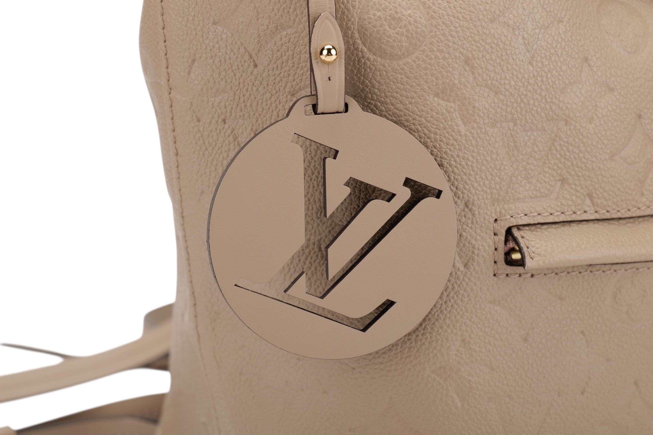 0824. Louis Vuitton Montsouris PM Backpack, Beige Empreinte Monogram Leather, Gold Hardware9