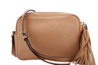 0829. Gucci Soho Disco Crossbody Tassel Beige Leather Bag, Silver Hardware5