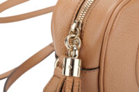 0829. Gucci Soho Disco Crossbody Tassel Beige Leather Bag, Silver Hardware9