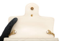 0830. Gucci Marmont Mini Matelasse White Chevron Leather, Gold Hardware10
