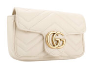 0830. Gucci Marmont Mini Matelasse White Chevron Leather, Gold Hardware2
