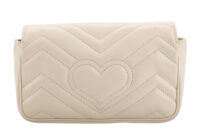0830. Gucci Marmont Mini Matelasse White Chevron Leather, Gold Hardware5
