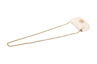 0830. Gucci Marmont Mini Matelasse White Chevron Leather, Gold Hardware8