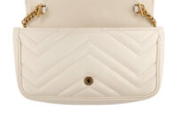 0830. Gucci Marmont Mini Matelasse White Chevron Leather, Gold Hardware9