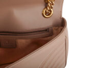 0831. Gucci Marmont Medium Beige Matelassé Leather Shoulder Bag, Gold Hardware14