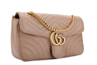 0831. Gucci Marmont Medium Beige Matelassé Leather Shoulder Bag, Gold Hardware2
