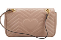 0831. Gucci Marmont Medium Beige Matelassé Leather Shoulder Bag, Gold Hardware5
