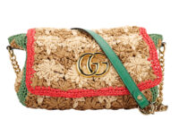 0832. Gucci GG Marmont Raffia Flower Crochet Flap Bag, Gold Hardware1