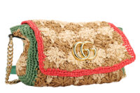 0832. Gucci GG Marmont Raffia Flower Crochet Flap Bag, Gold Hardware2