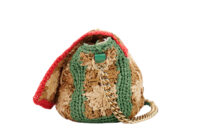 0832. Gucci GG Marmont Raffia Flower Crochet Flap Bag, Gold Hardware4