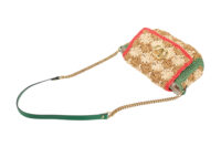 0832. Gucci GG Marmont Raffia Flower Crochet Flap Bag, Gold Hardware7