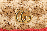 0832. Gucci GG Marmont Raffia Flower Crochet Flap Bag, Gold Hardware8
