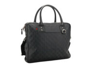0833. Gucci Guccissima Briefcase Supreme GG Black Matte Leather, Silver Hardware2