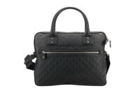 0833. Gucci Guccissima Briefcase Supreme GG Black Matte Leather, Silver Hardware4