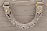 0836. Balenciaga Neo Classic Crocodile Embossed Grey Leather bag, Gold Hardware10