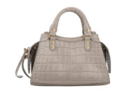 0836. Balenciaga Neo Classic Crocodile Embossed Grey Leather bag, Gold Hardware4