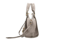 0836. Balenciaga Neo Classic Crocodile Embossed Grey Leather bag, Gold Hardware5