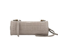 0836. Balenciaga Neo Classic Crocodile Embossed Grey Leather bag, Gold Hardware6