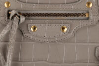 0836. Balenciaga Neo Classic Crocodile Embossed Grey Leather bag, Gold Hardware7