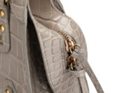 0836. Balenciaga Neo Classic Crocodile Embossed Grey Leather bag, Gold Hardware8