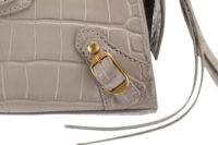0836. Balenciaga Neo Classic Crocodile Embossed Grey Leather bag, Gold Hardware9