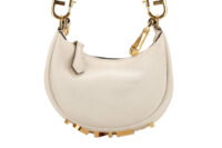 0837. Fendi Fendigraphy Mini Crescent Cream leather bag, Gold Hardware2
