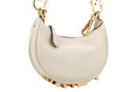 0837. Fendi Fendigraphy Mini Crescent Cream leather bag, Gold Hardware3
