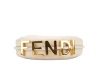 0837. Fendi Fendigraphy Mini Crescent Cream leather bag, Gold Hardware8