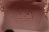 0839. Chanel Pink Quilted Mini Bucket bag, Aged Gold hardware10