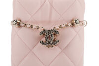 0839. Chanel Pink Quilted Mini Bucket bag, Aged Gold hardware6